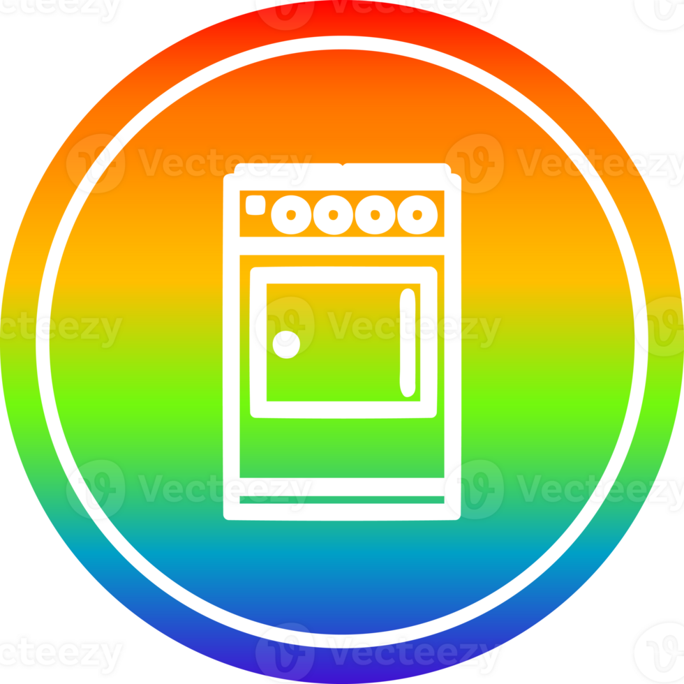 cozinha fogão circular ícone com arco Iris gradiente terminar png