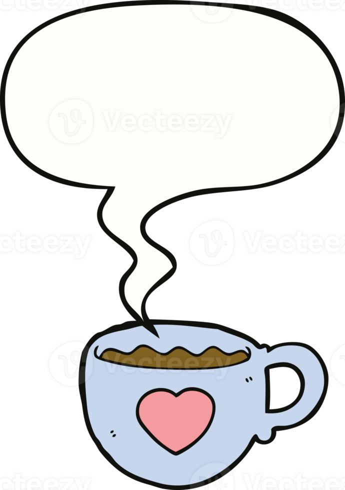 I love coffee cartoon cup with speech bubble png