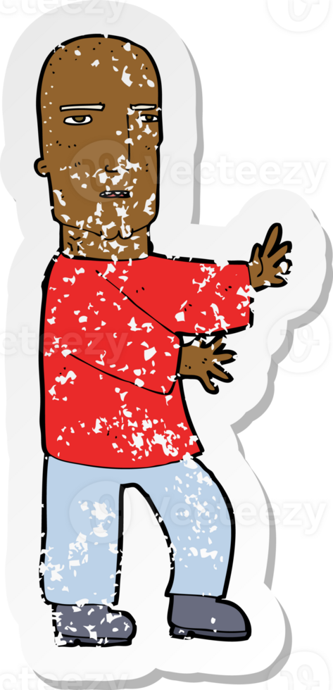 retro distressed sticker of a cartoon tough man png
