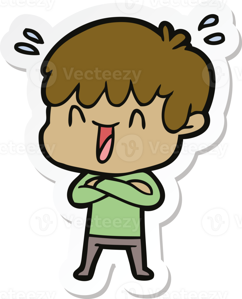 sticker of a cartoon laughing boy png