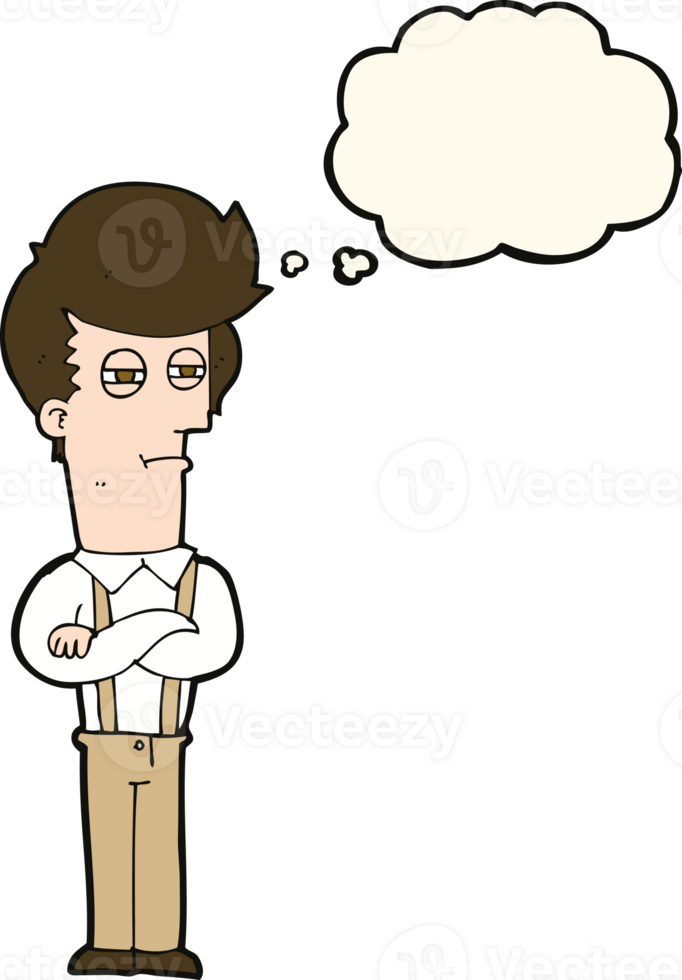 cartoon annoyed man with thought bubble png