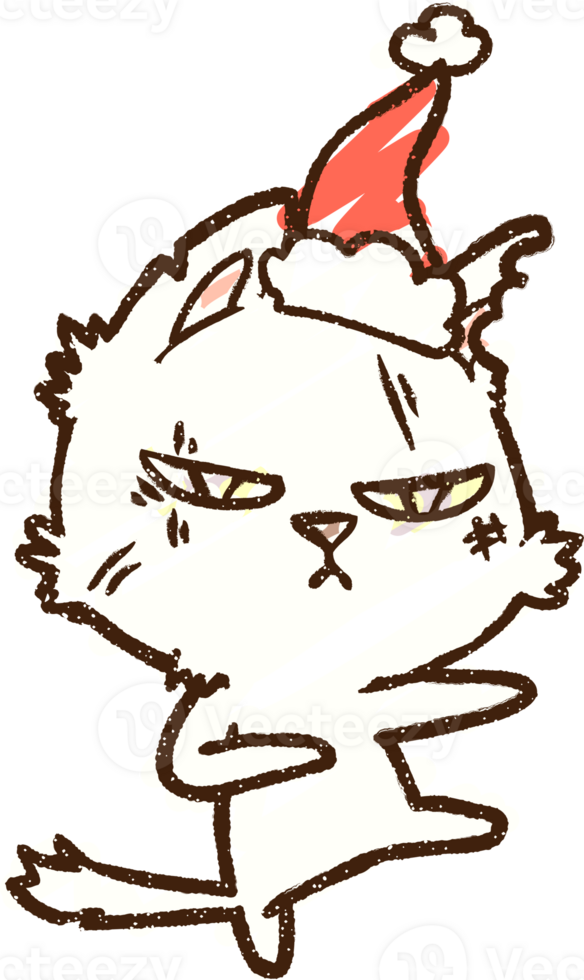 Festive Cat Chalk Drawing png