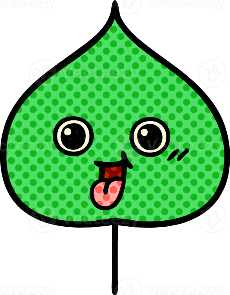 comic book style cartoon of a expressional leaf png