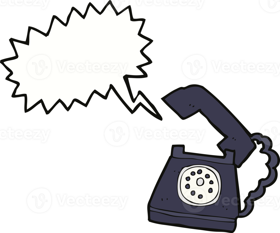 cartoon ringing telephone with speech bubble png