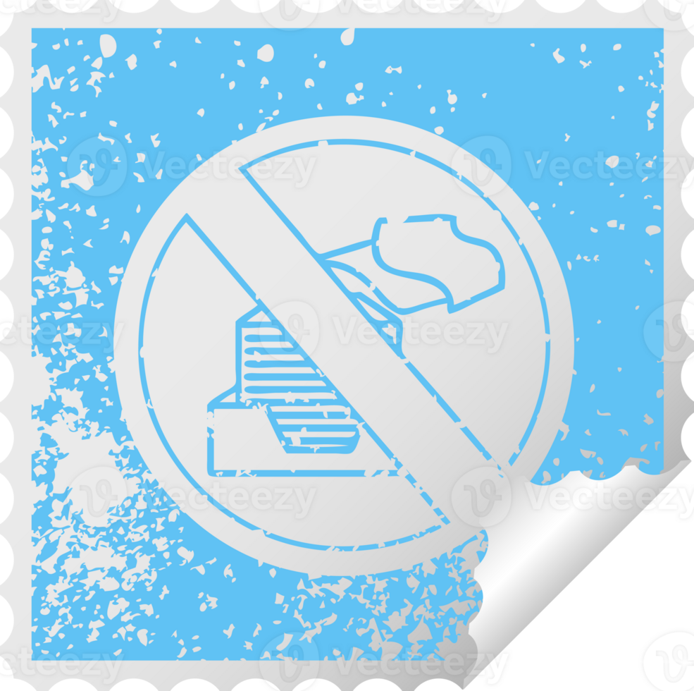 distressed square peeling sticker symbol of a paperless office symbol png