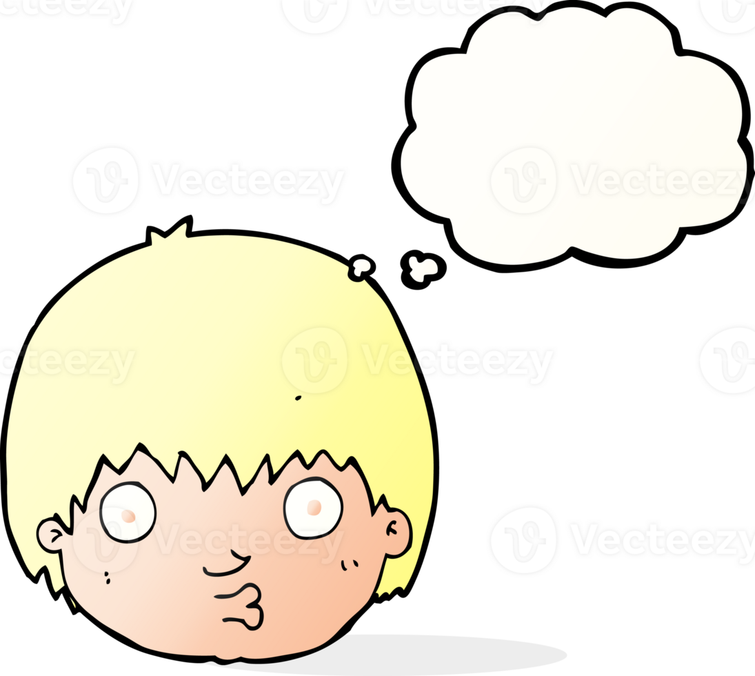 cartoon curious boy with thought bubble png