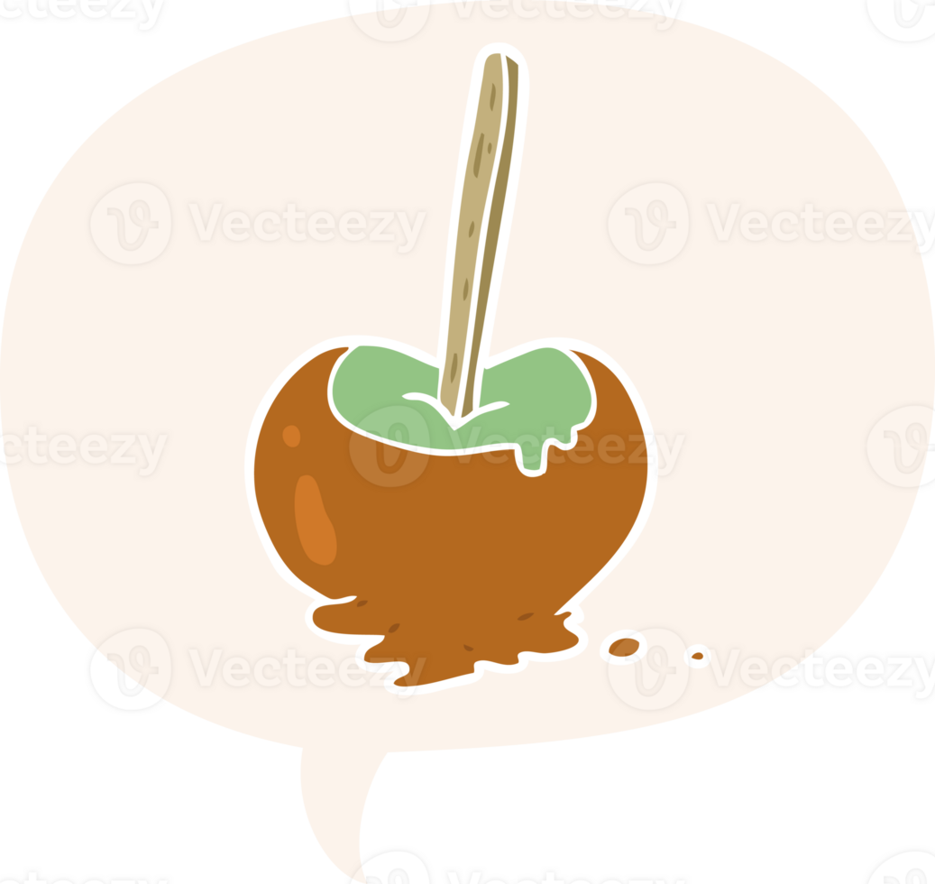 cartoon toffee apple with speech bubble in retro style png