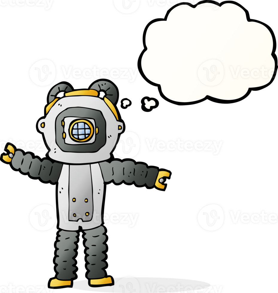 cartoon deep sea diver with thought bubble png