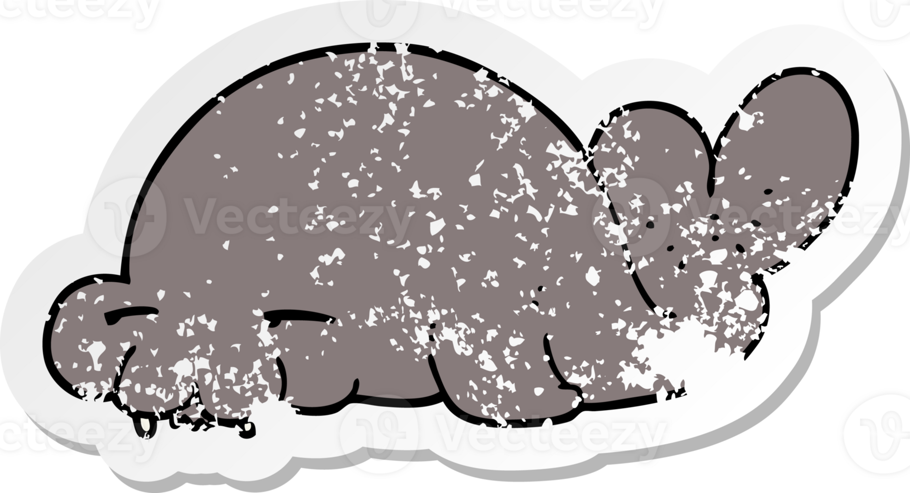 distressed sticker of a cartoon seal png