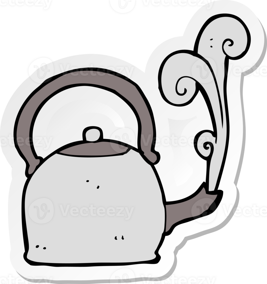 sticker of a cartoon old kettle png
