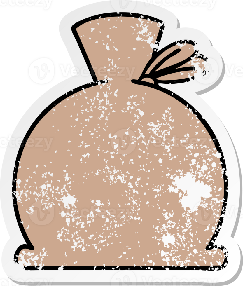 distressed sticker of a cute cartoon bag png