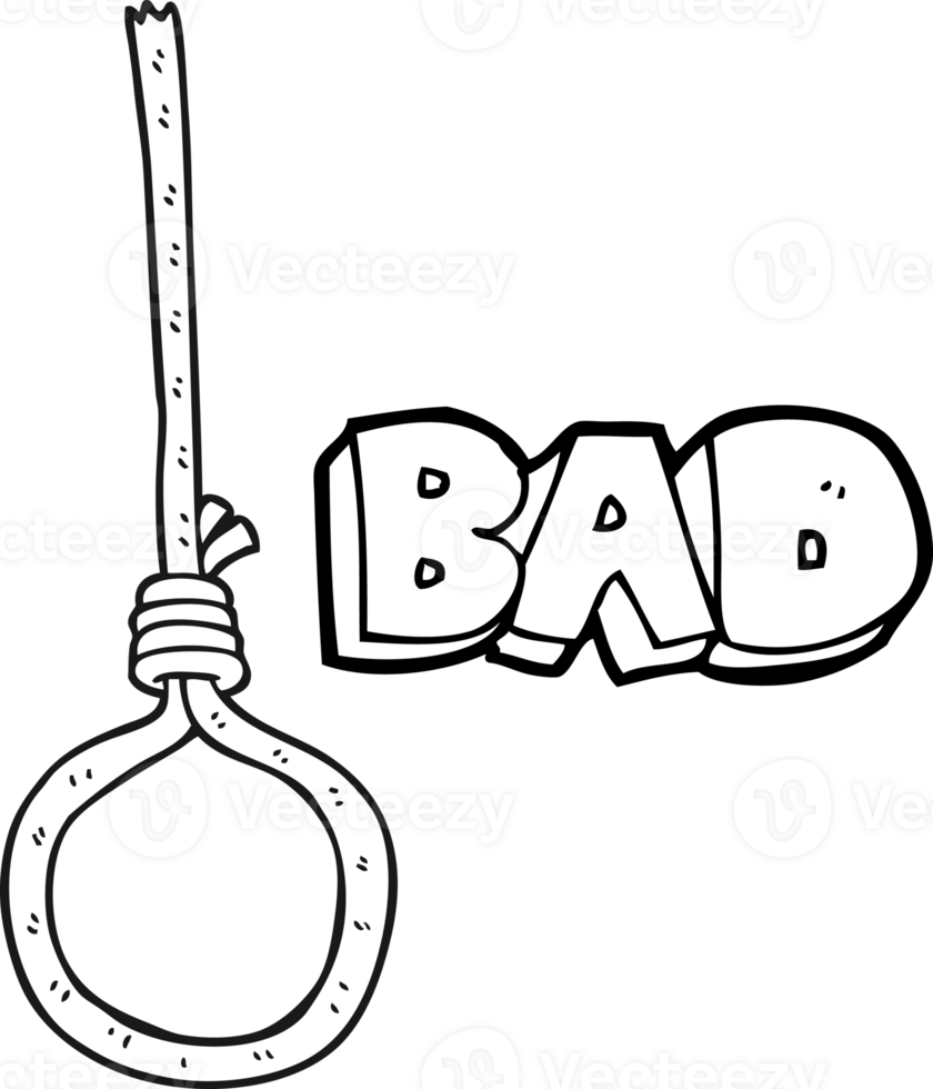 hand drawn black and white cartoon noose png