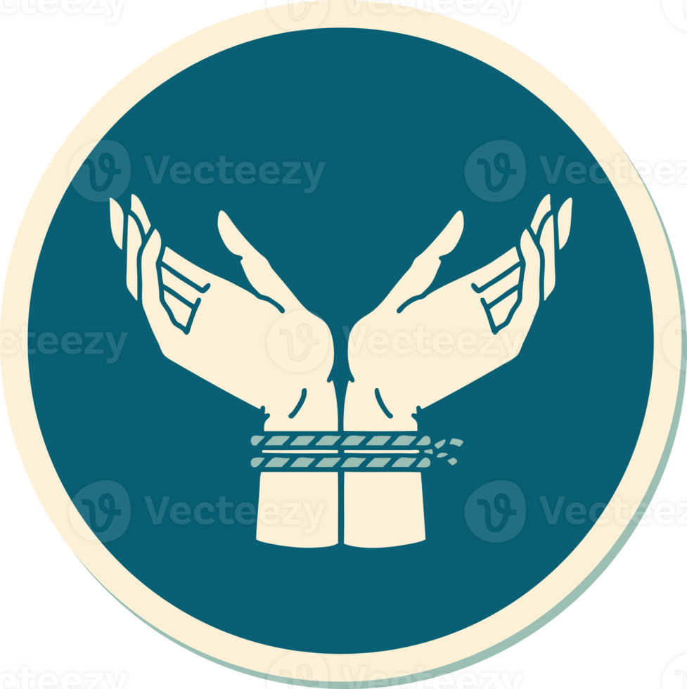 sticker of tattoo in traditional style of a pair of tied hands png