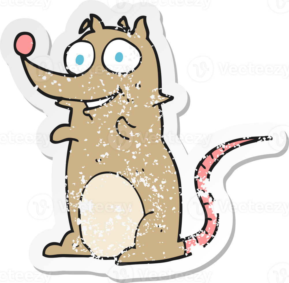 retro distressed sticker of a cartoon mouse png