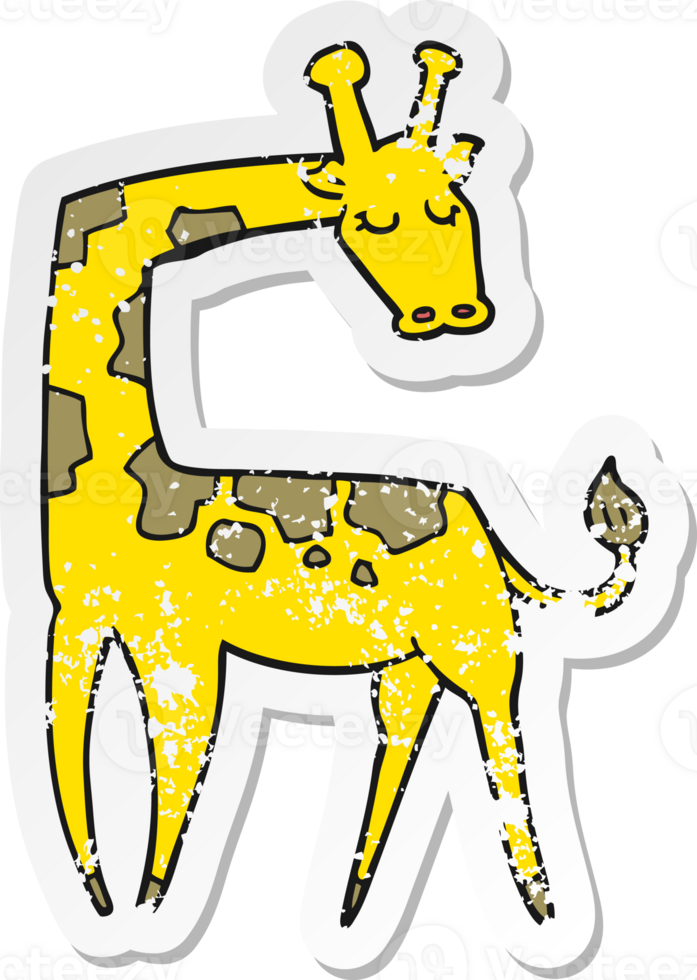 distressed sticker of a cartoon giraffe png