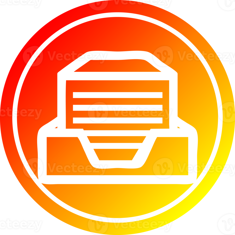 office paper stack circular icon with warm gradient finish png