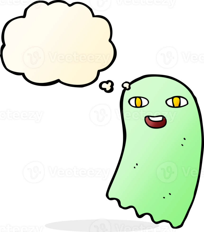 funny cartoon ghost with thought bubble png