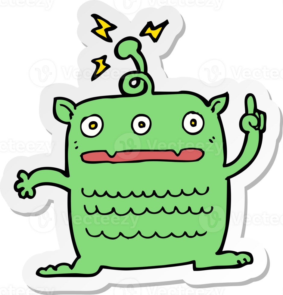sticker of a cartoon weird little alien png