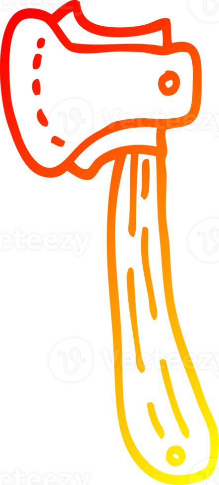 warm gradient line drawing of a cartoon long axe png