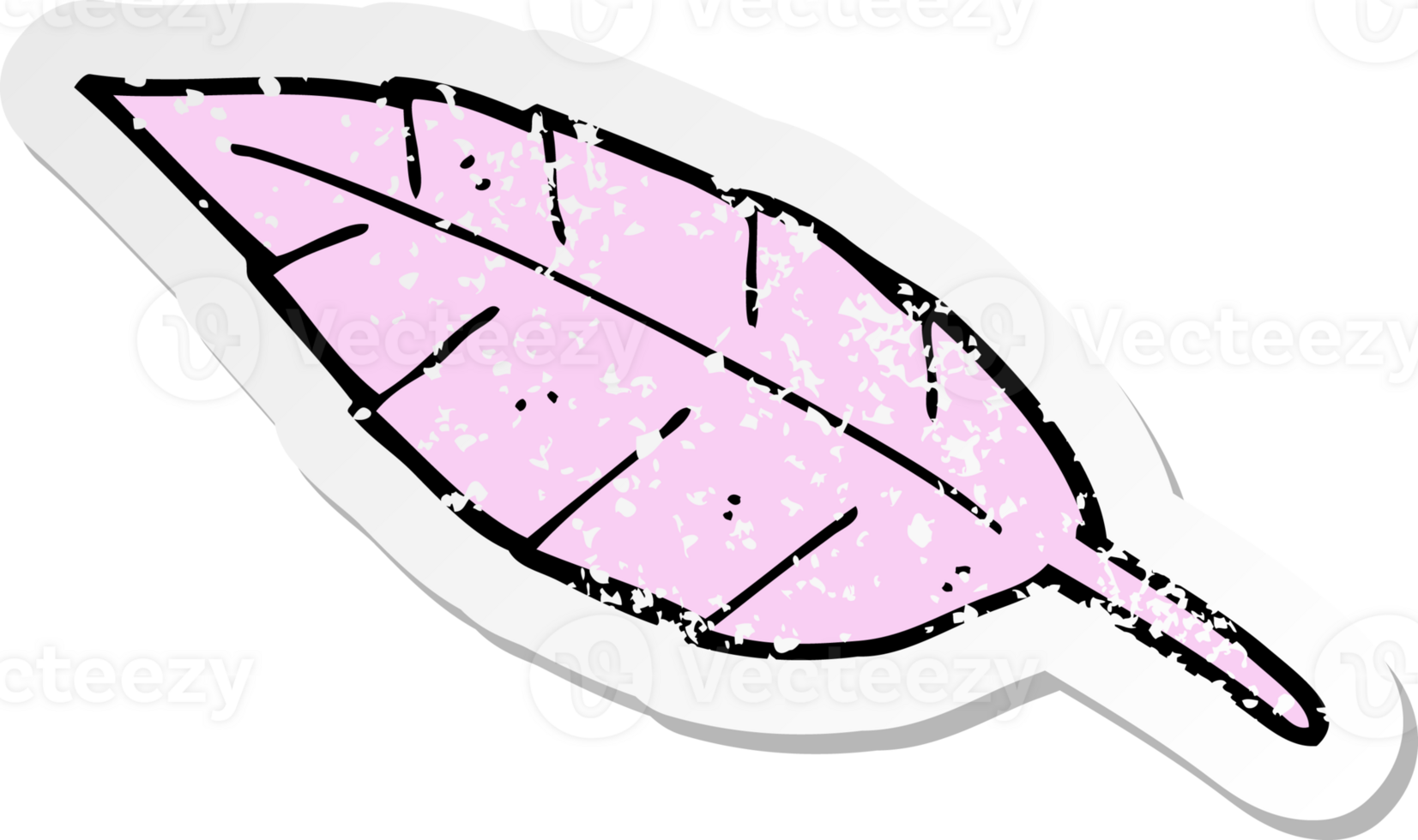 retro distressed sticker of a cartoon feather png