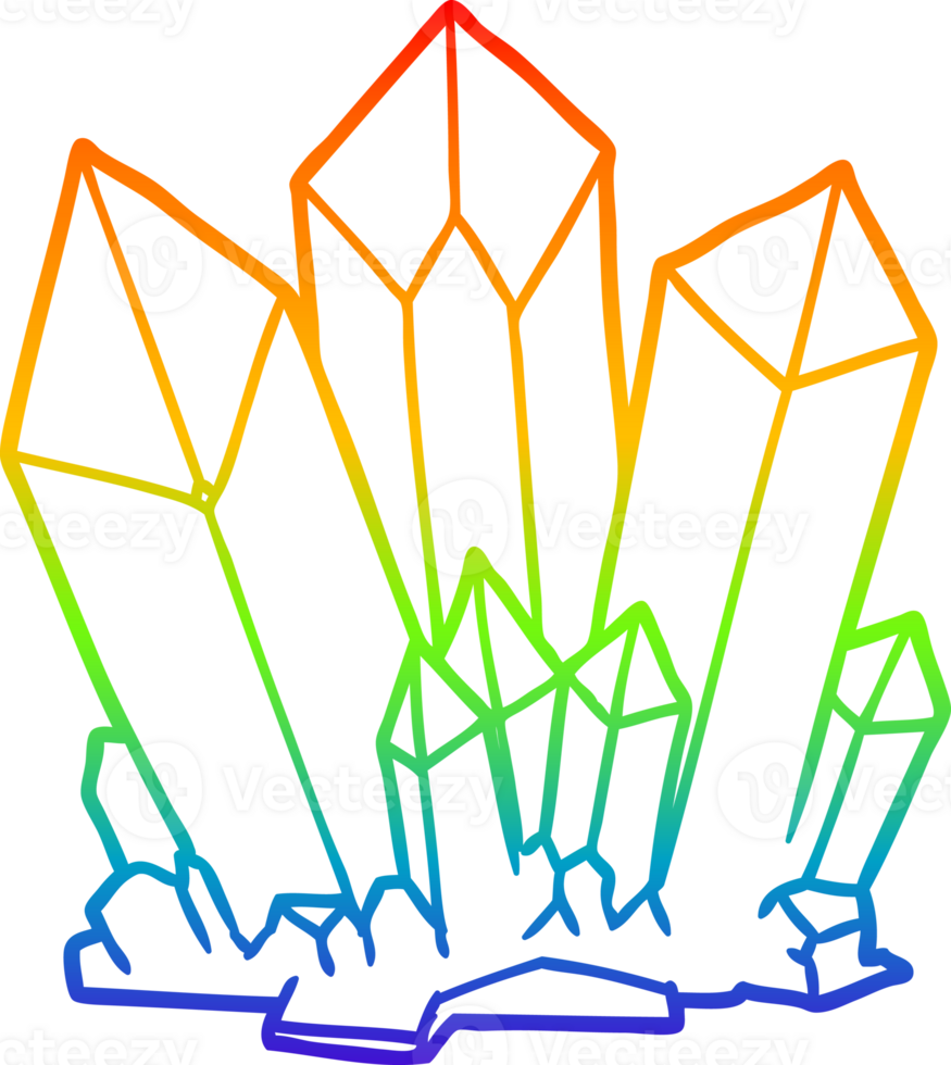 rainbow gradient line drawing of a cartoon crystals png