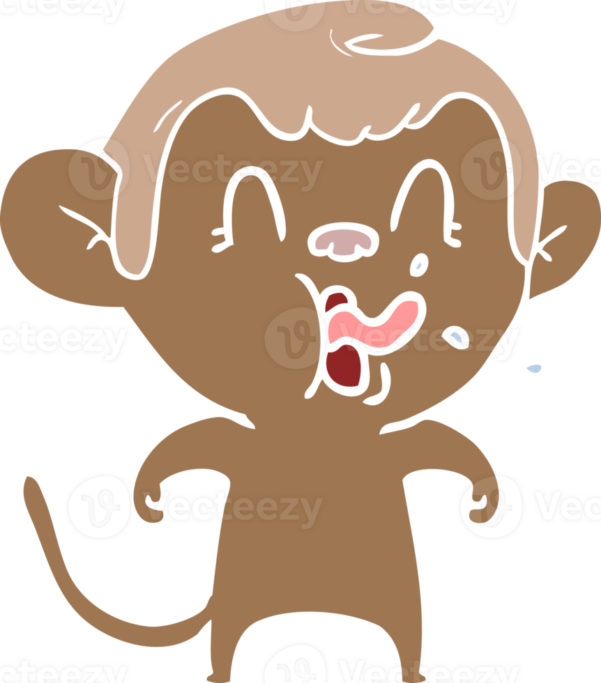 crazy flat color style cartoon monkey png
