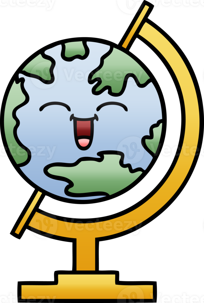 gradient shaded cartoon of a globe of the world png
