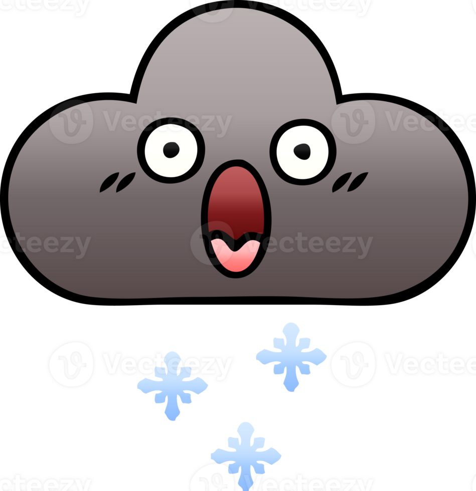 gradient shaded cartoon of a storm snow cloud png