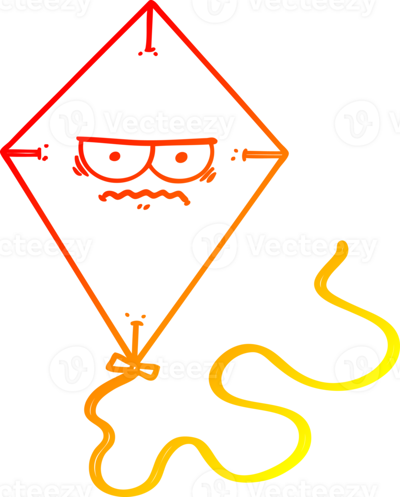 warm gradient line drawing of a cartoon angry kite png