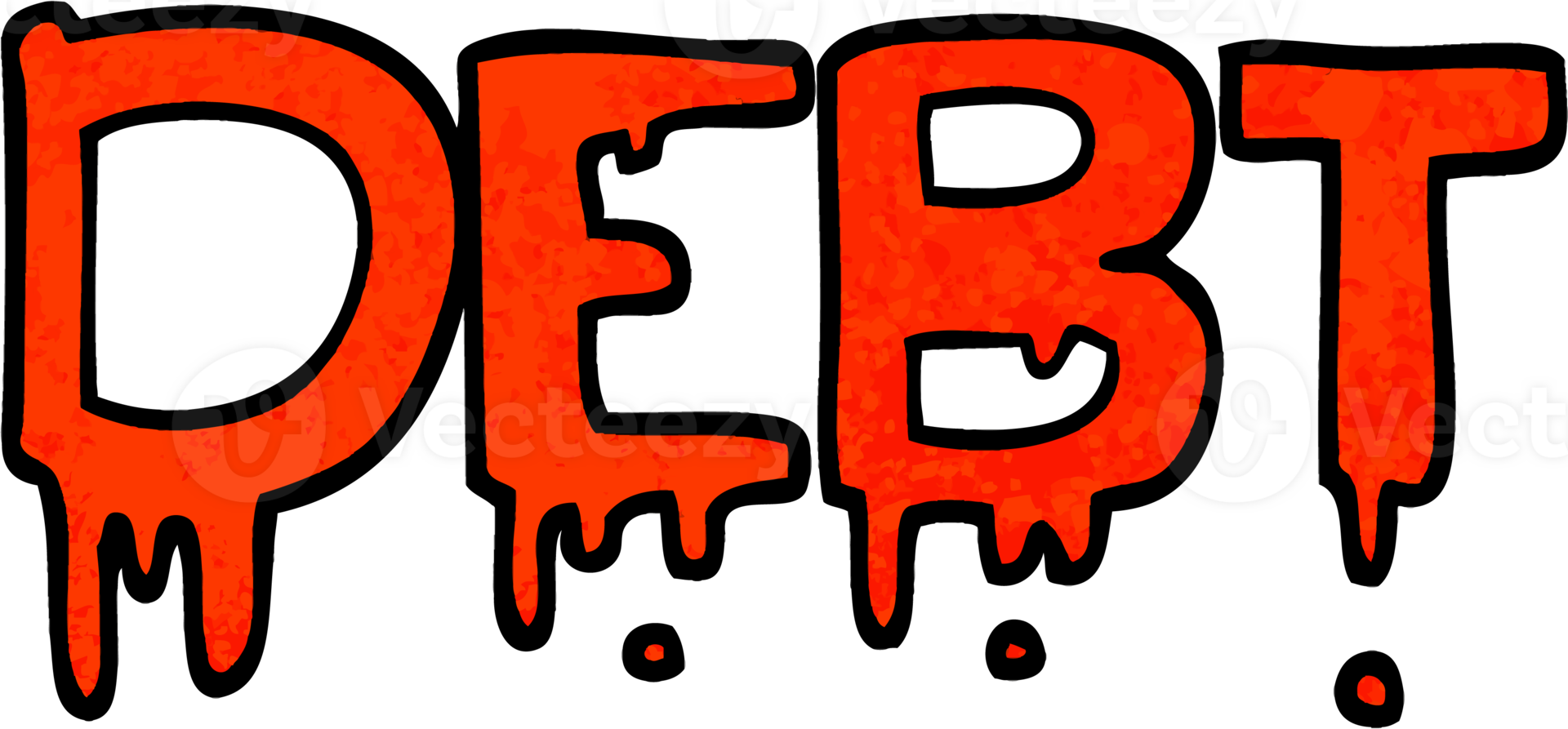 grunge textured illustration cartoon debt sign png