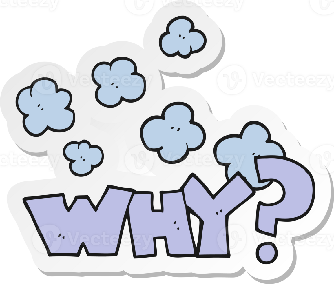 sticker of a cartoon shout WHY png