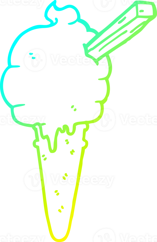cold gradient line drawing of a cartoon ice cream png