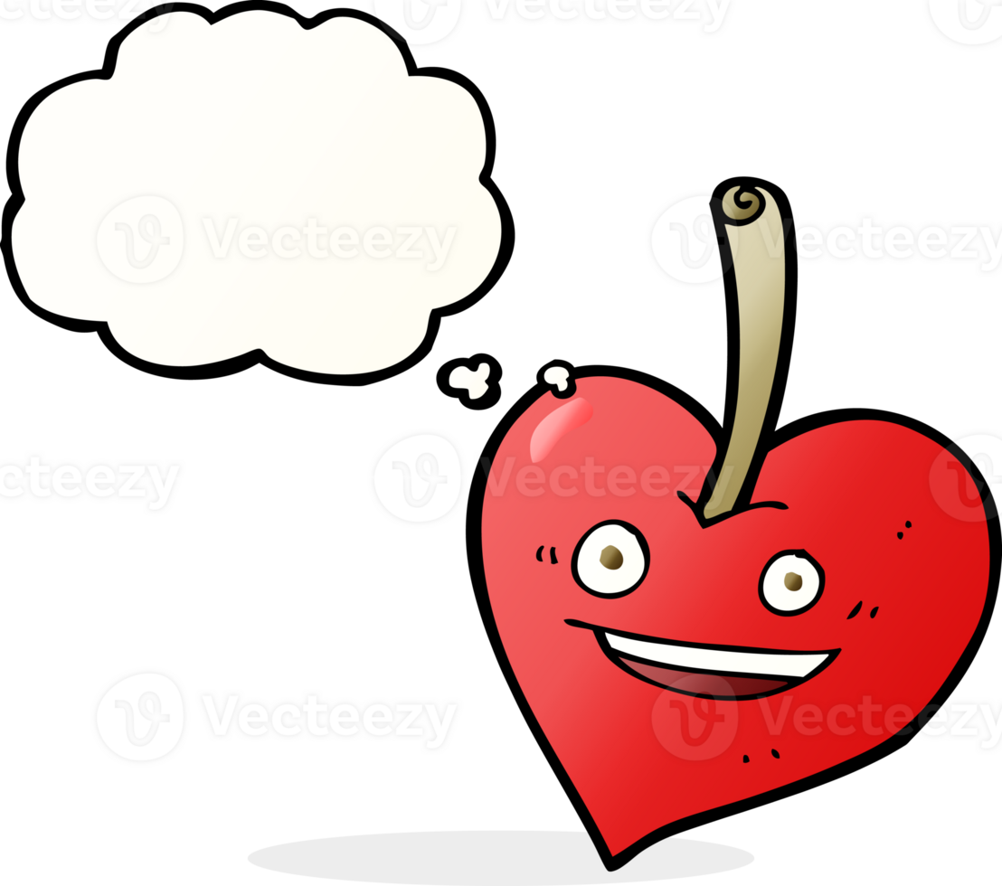 cartoon love heart apple with thought bubble png