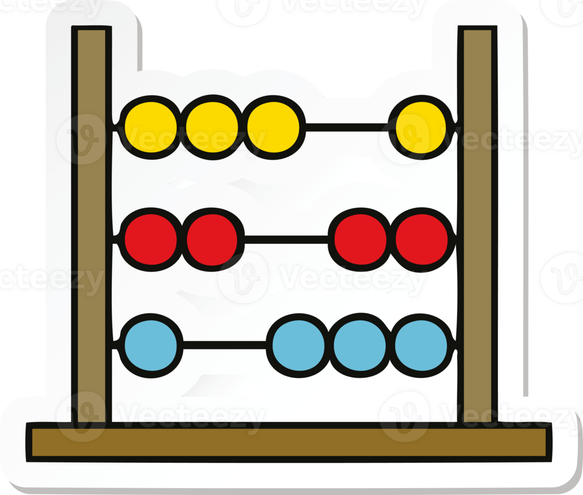 sticker of a cute cartoon maths abacus png