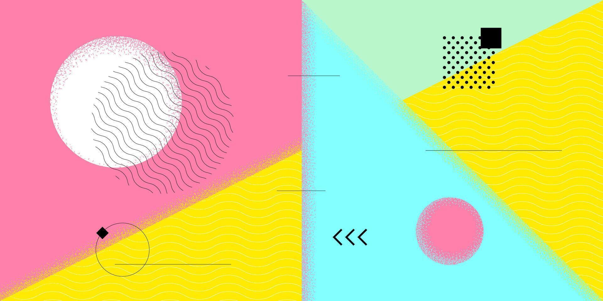 Abstract retro minimal summer brutalist style horizontal banner. Swiss naive brutal geometric sun. Summertime vibe bauhaus graphic design. Modern trendy minimalist seasonal asymmetrical eps artwork vector