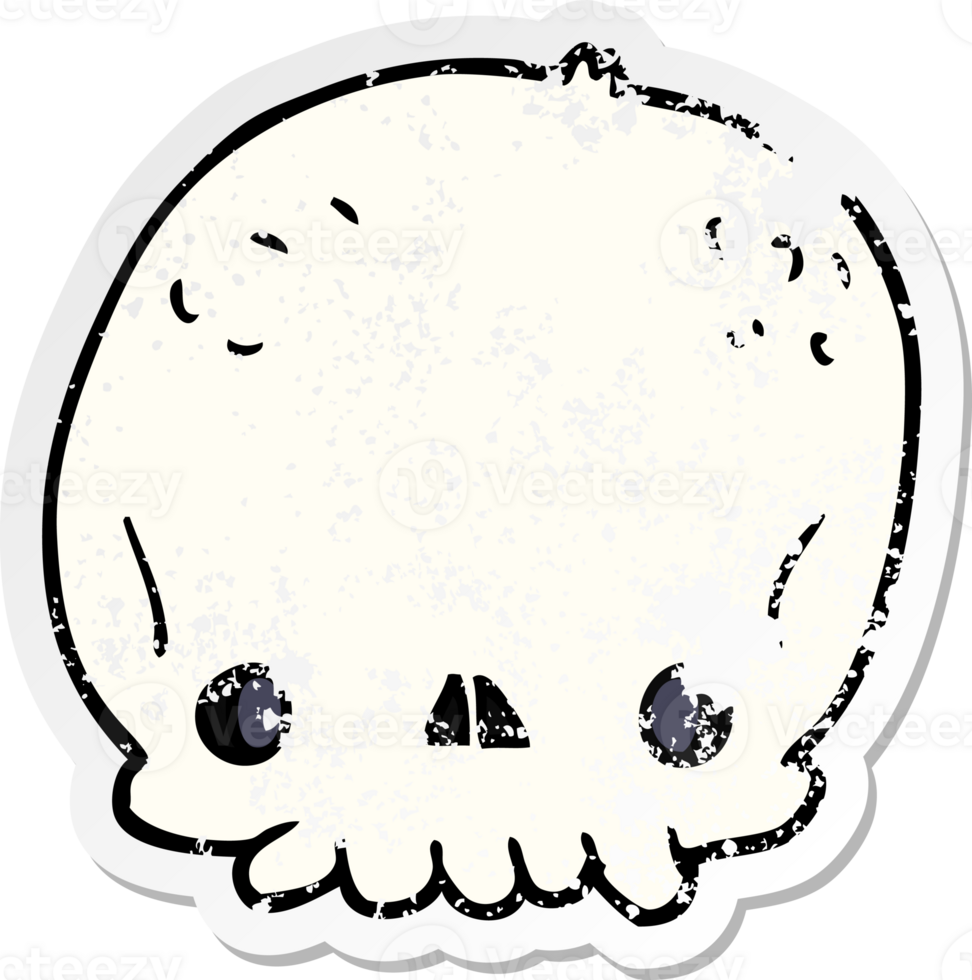 distressed sticker of a cartoon skull png