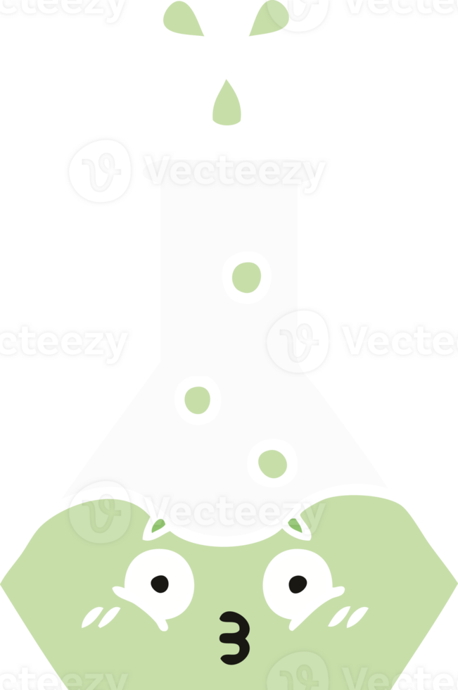 flat color retro cartoon of a science beaker png