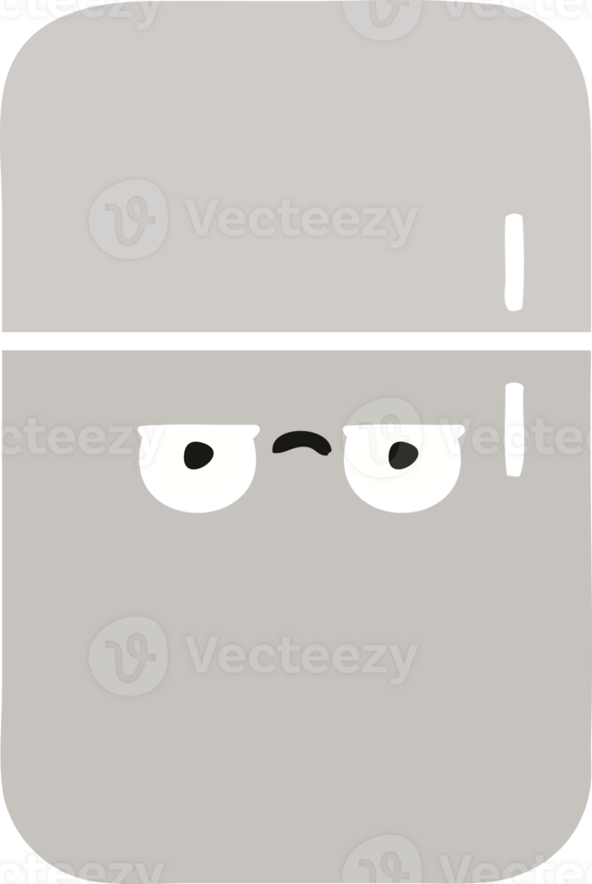 flat color retro cartoon of a fridge  zer png