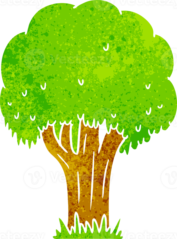 hand drawn retro cartoon doodle of a summer tree png