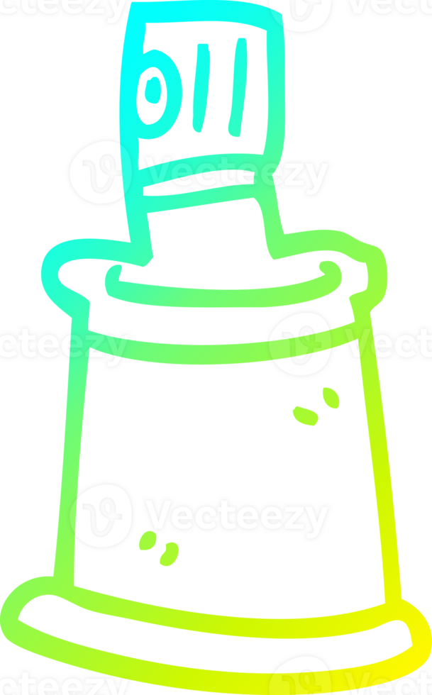 cold gradient line drawing of a cartoon aersol can png
