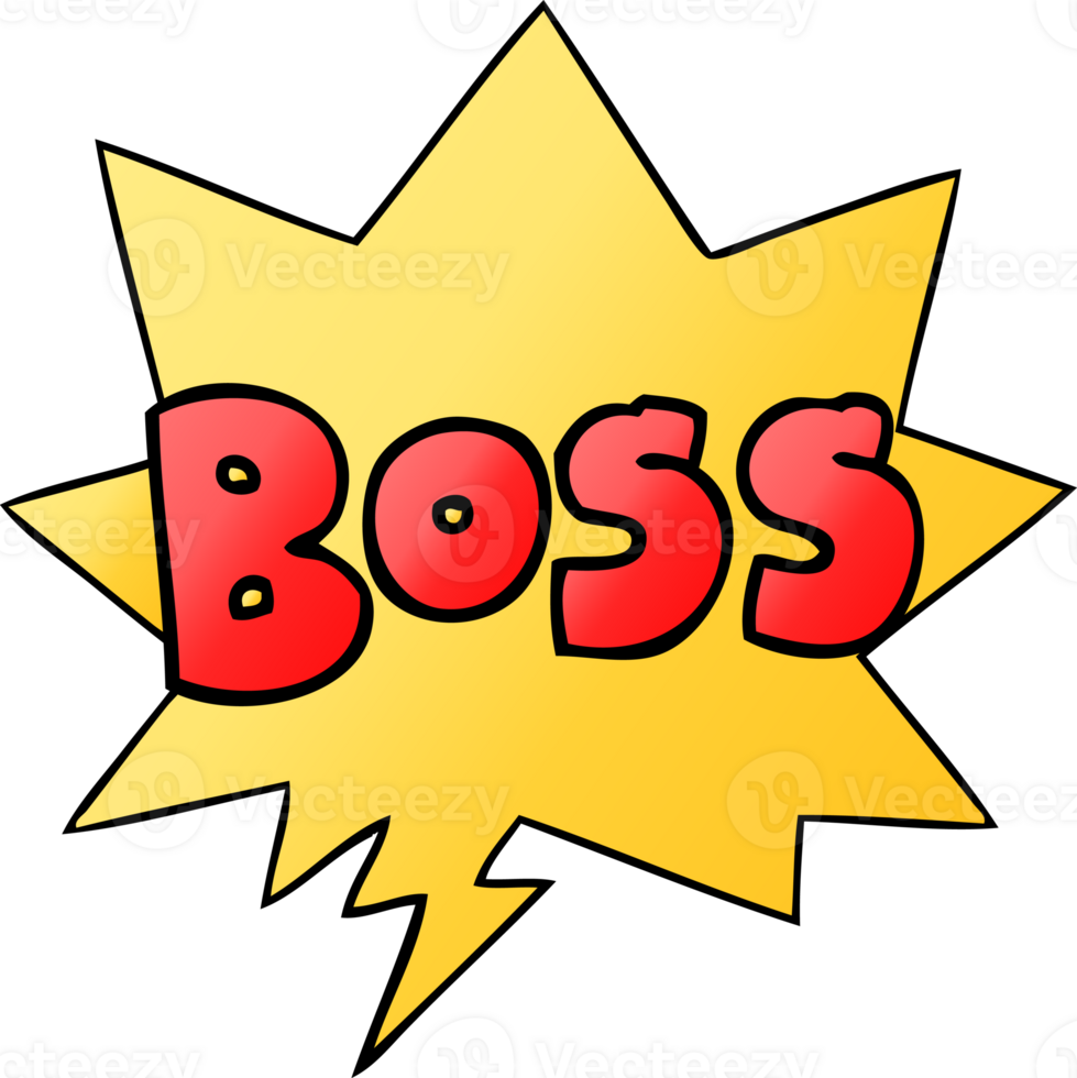 cartoon word boss with speech bubble in smooth gradient style png