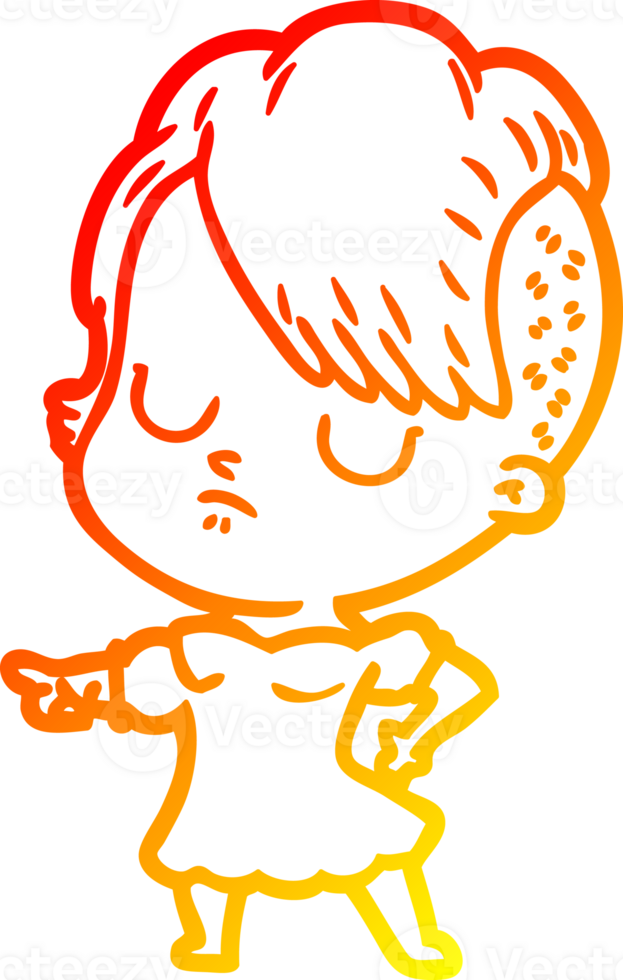 warm gradient line drawing of a cartoon woman png