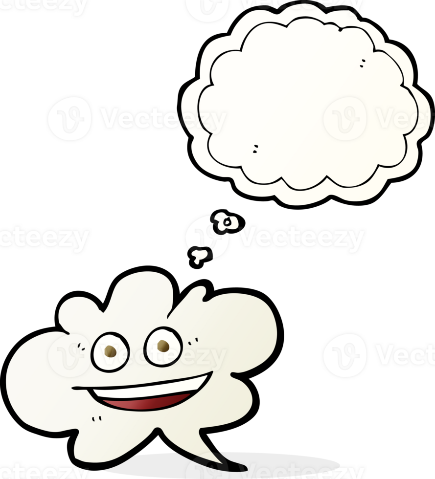 hand drawn thought bubble cartoon cloud thought bubble with face png