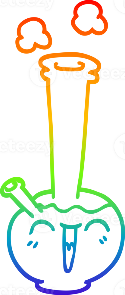 rainbow gradient line drawing of a cartoon bong png