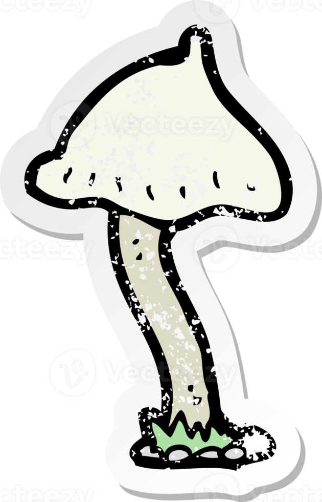 retro distressed sticker of a cartoon mushroom png