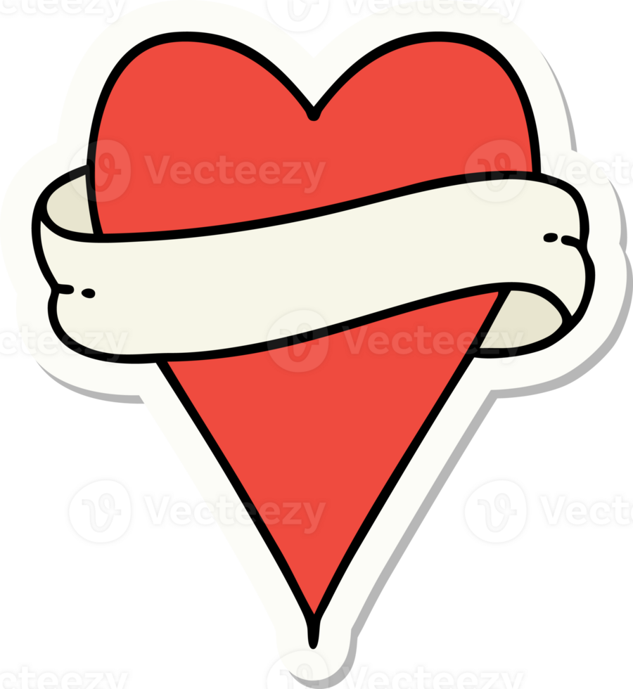 sticker of tattoo in traditional style of a heart and banner png