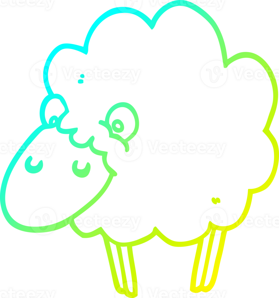 cold gradient line drawing of a cartoon sheep png