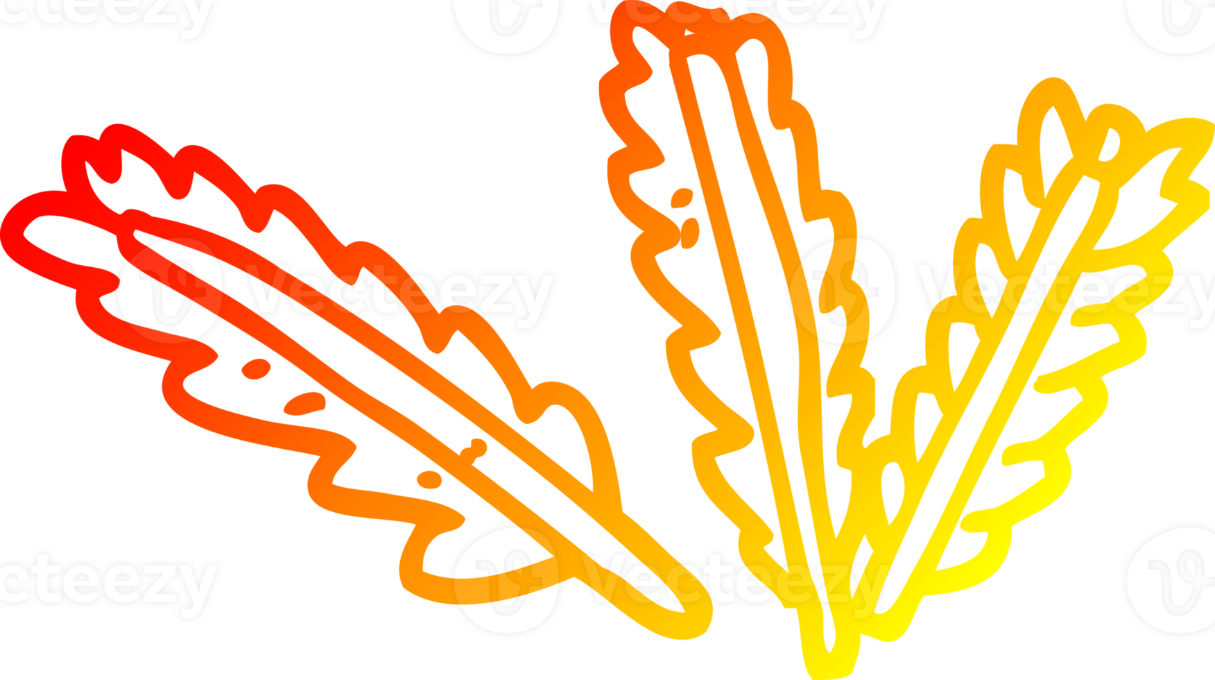 warm gradient line drawing of a cartoon ears of corn png
