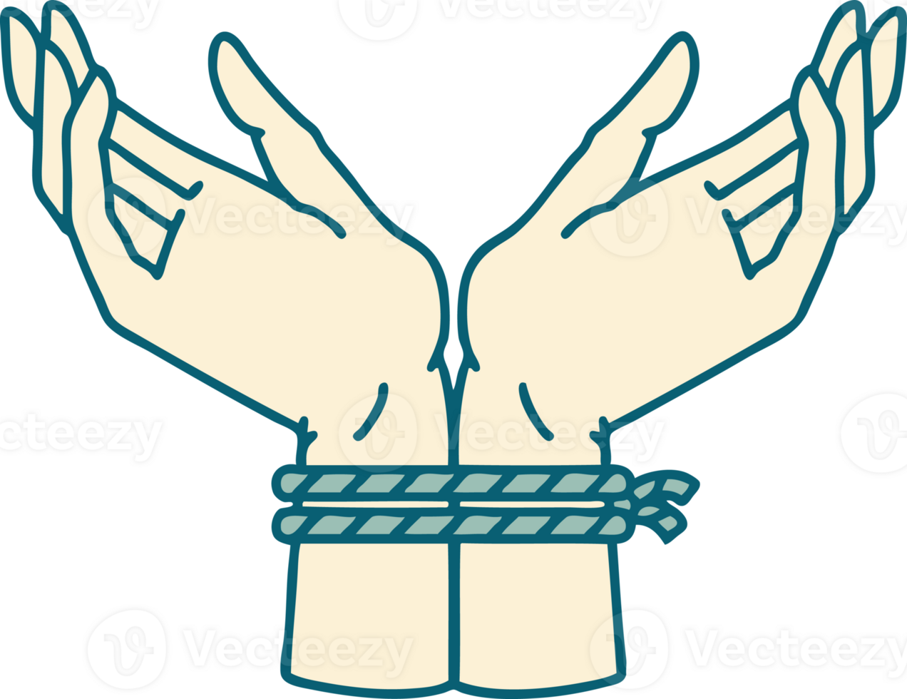 iconic tattoo style image of a pair of tied hands png