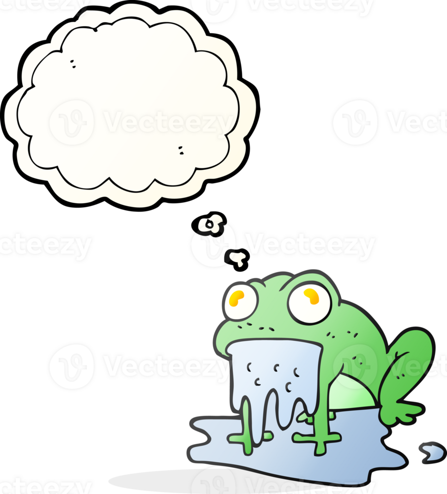 hand drawn thought bubble cartoon gross little frog png